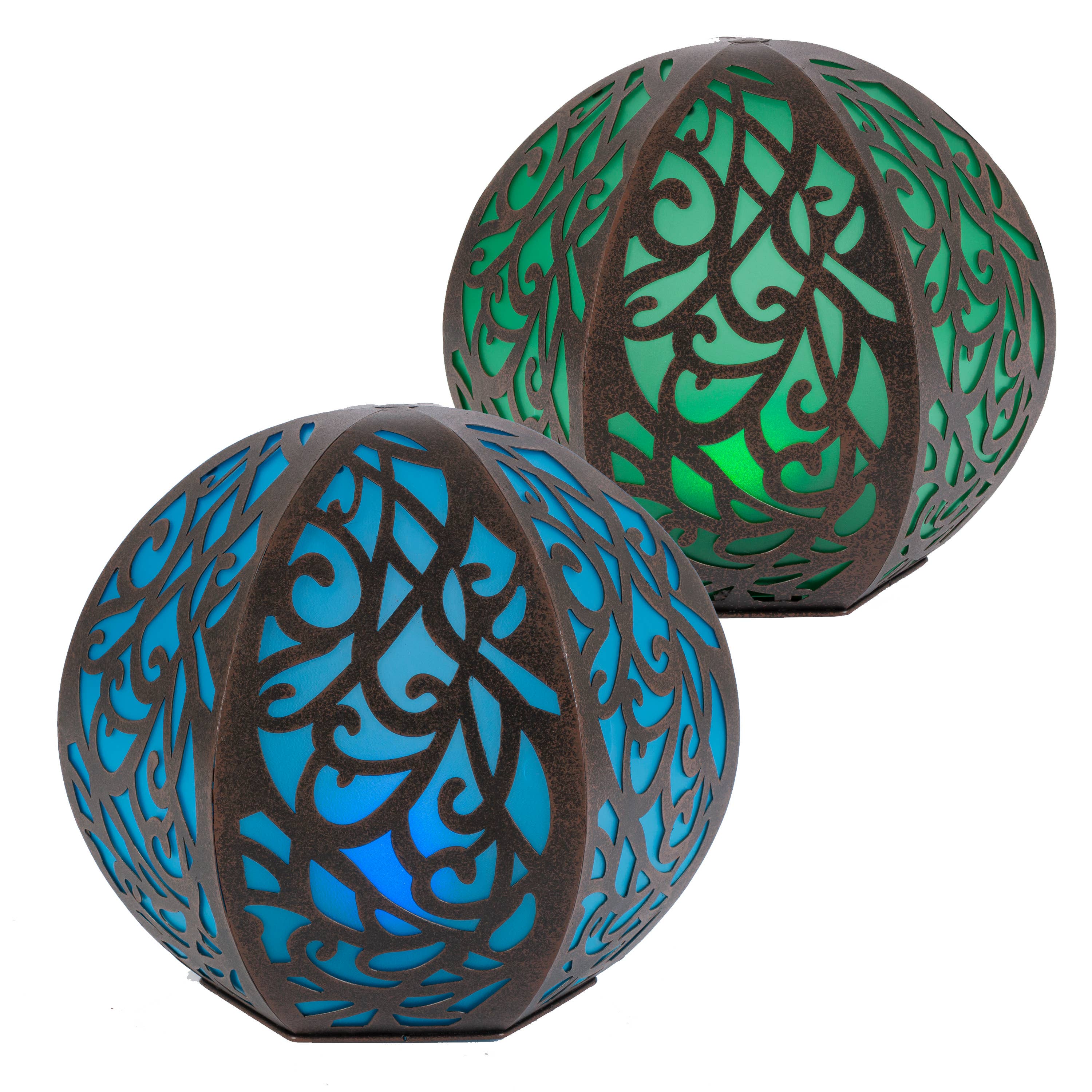 Rustic Solar Lighted Metal Gazing Ball