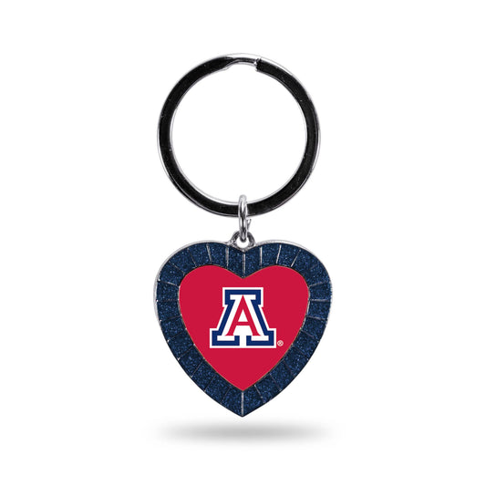 Arizona Wildcats Color Rhinestone Heart Keychain