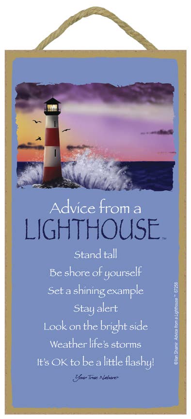 Advice from a Lighthouse Wood Sign