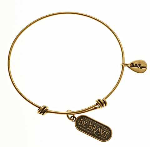 Be Brave Gold Expandable Bangle Charm Bracelet