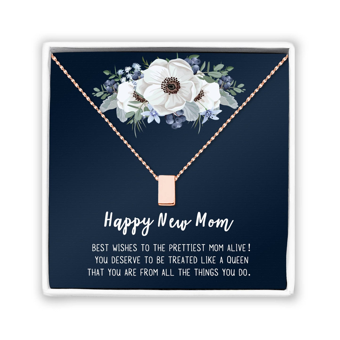 Happy New Mom Rose Gold Necklace