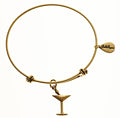 Martini Glass Gold Expandable Bangle Charm Bracelet