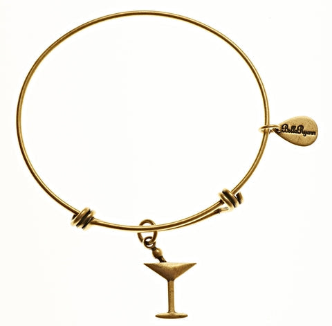 Martini Glass Gold Expandable Bangle Charm Bracelet
