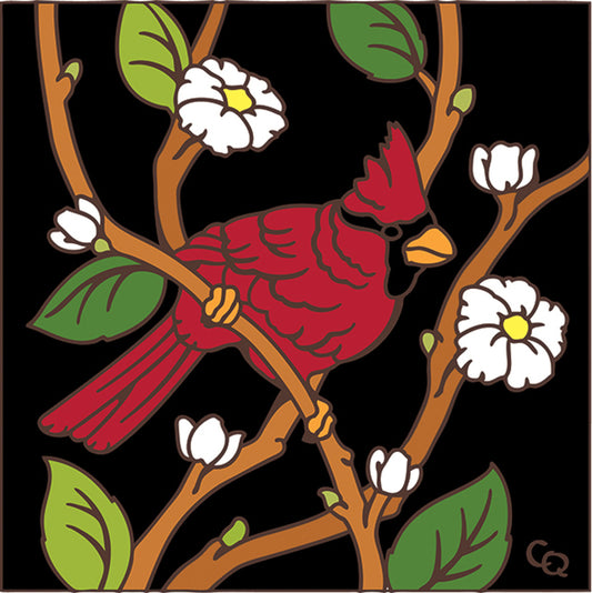 Cardinal and Blossoms Tile