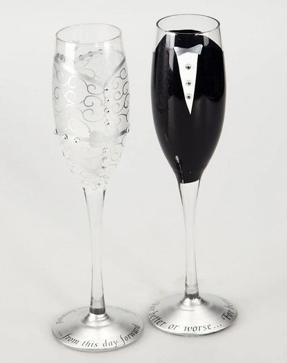 Wedding Champagne Flute Set Bride and Groom