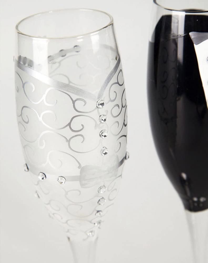 Wedding Champagne Flute Set Bride and Groom