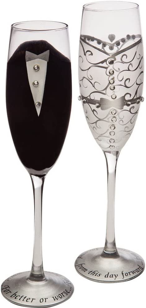 Wedding Champagne Flute Set Bride and Groom