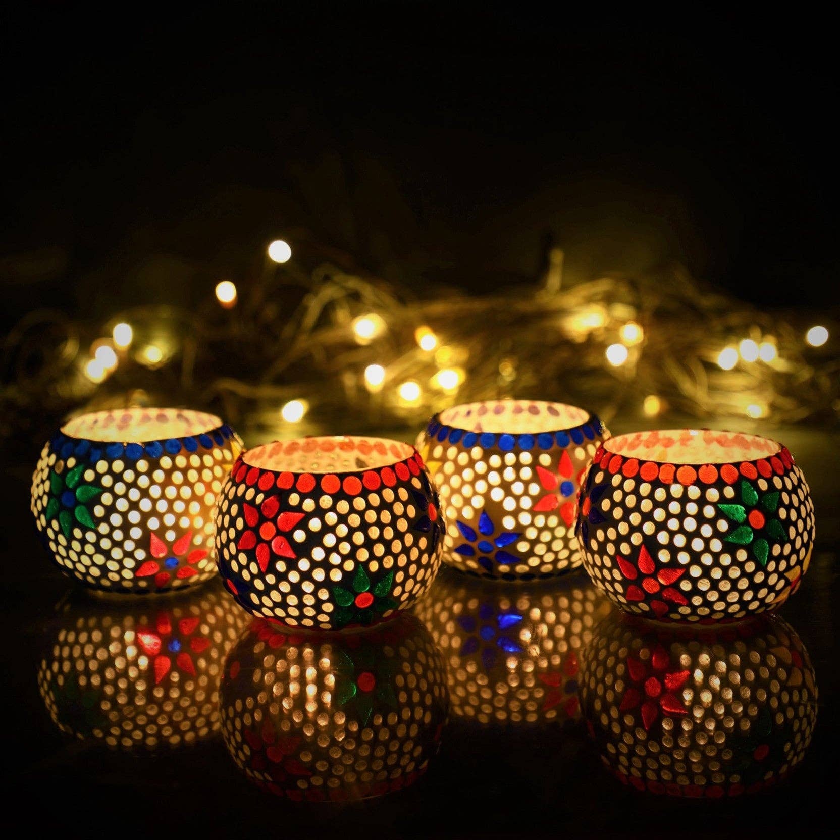 Plutus imports Mosaic Glass Votive Candle Holders