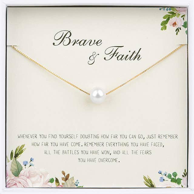 Brave and Faith Pearl Necklace
