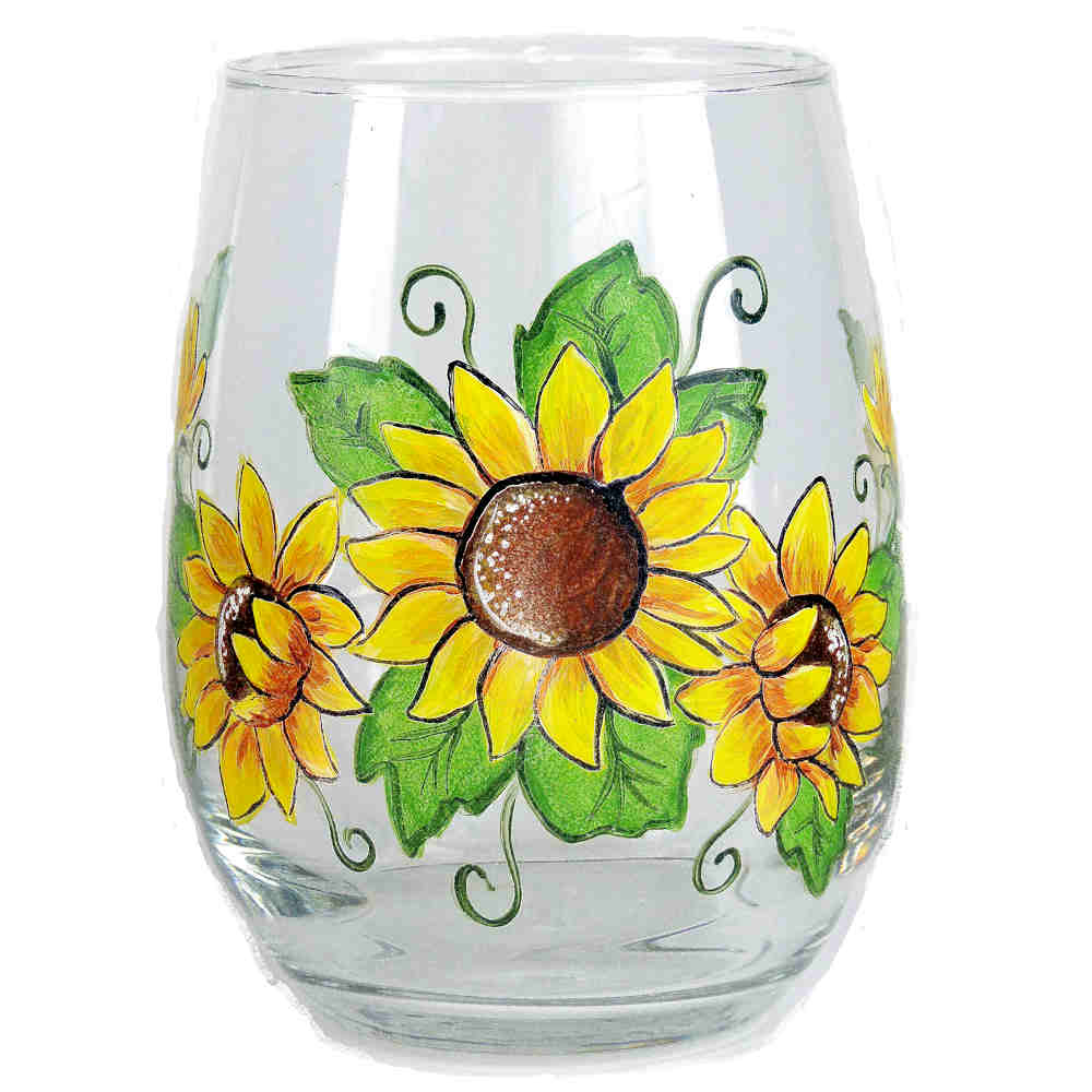 Sunflowers Stemless Wine Glass