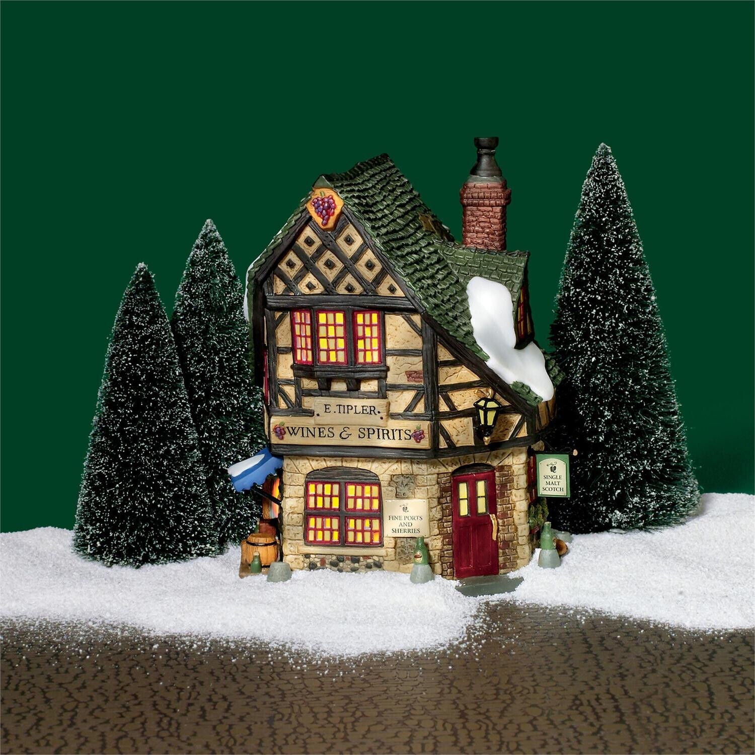 D56 Dickens Village E Tipler Agent Wine and Spirits Lit Building