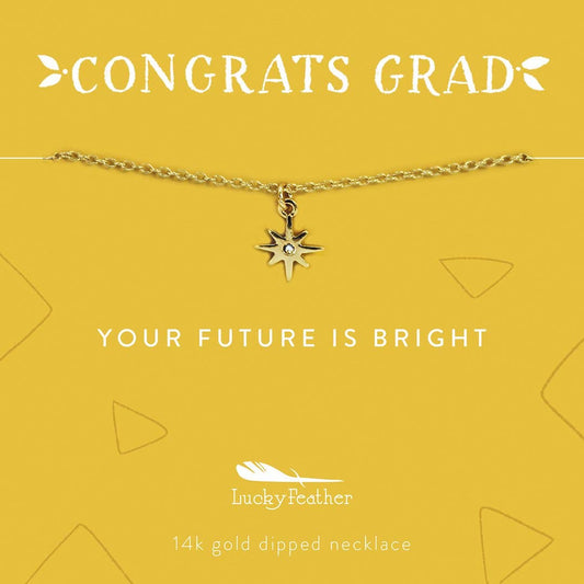 Grad Necklace - Your Future is Bright - Gold - Starburst