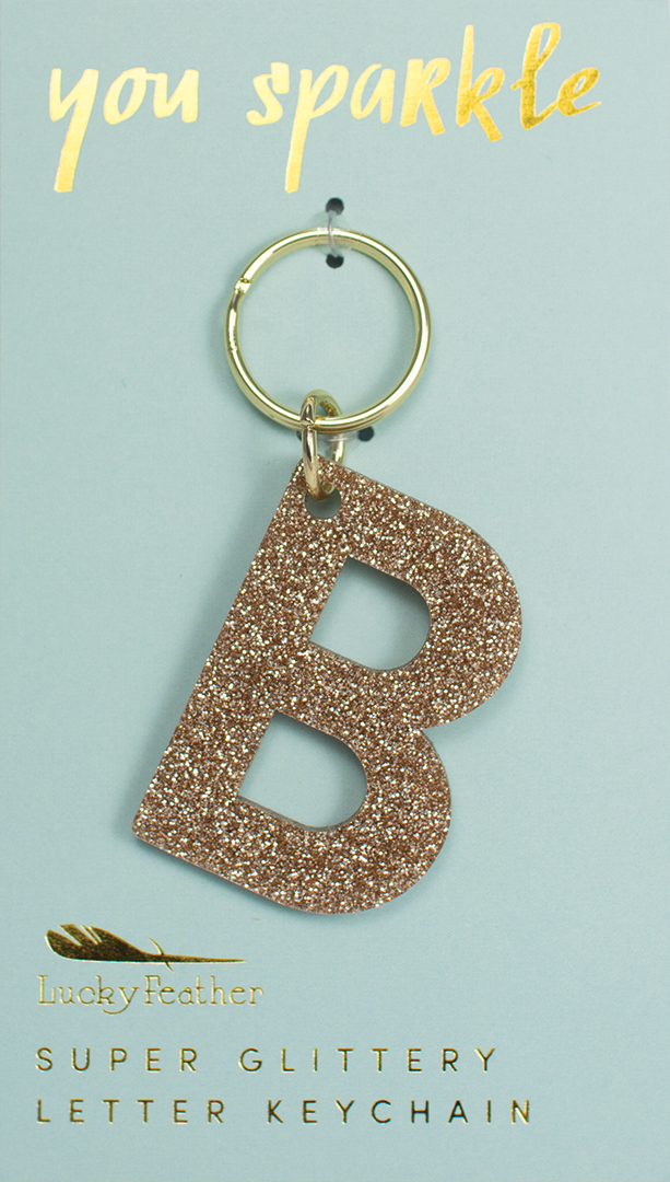 B Glitter Keychain