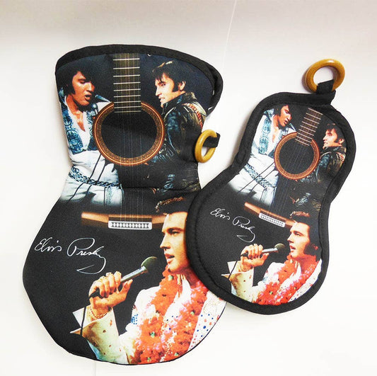 Elvis Presley Pot Holder/Oven Mitt Set/Guitar Shape