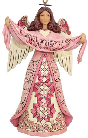 Jim Shore Where There Is Faith, There Is Hope Breast Cancer Awareness Hope Angel Ornament