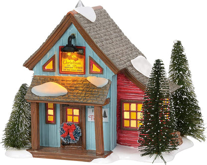 Snow Village Farms Tree Lot Lit Building D56 Enesco