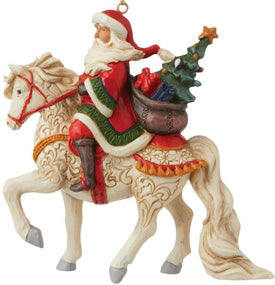 Jim Shore Santa Riding White Horse Ornament