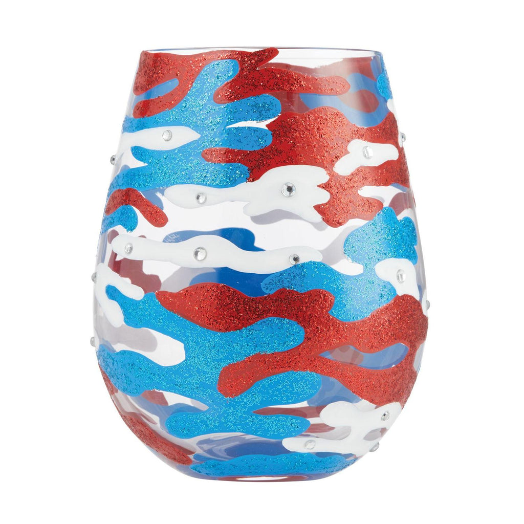 Patriotic Camo Lolita Stemless Wine Glass Enesco
