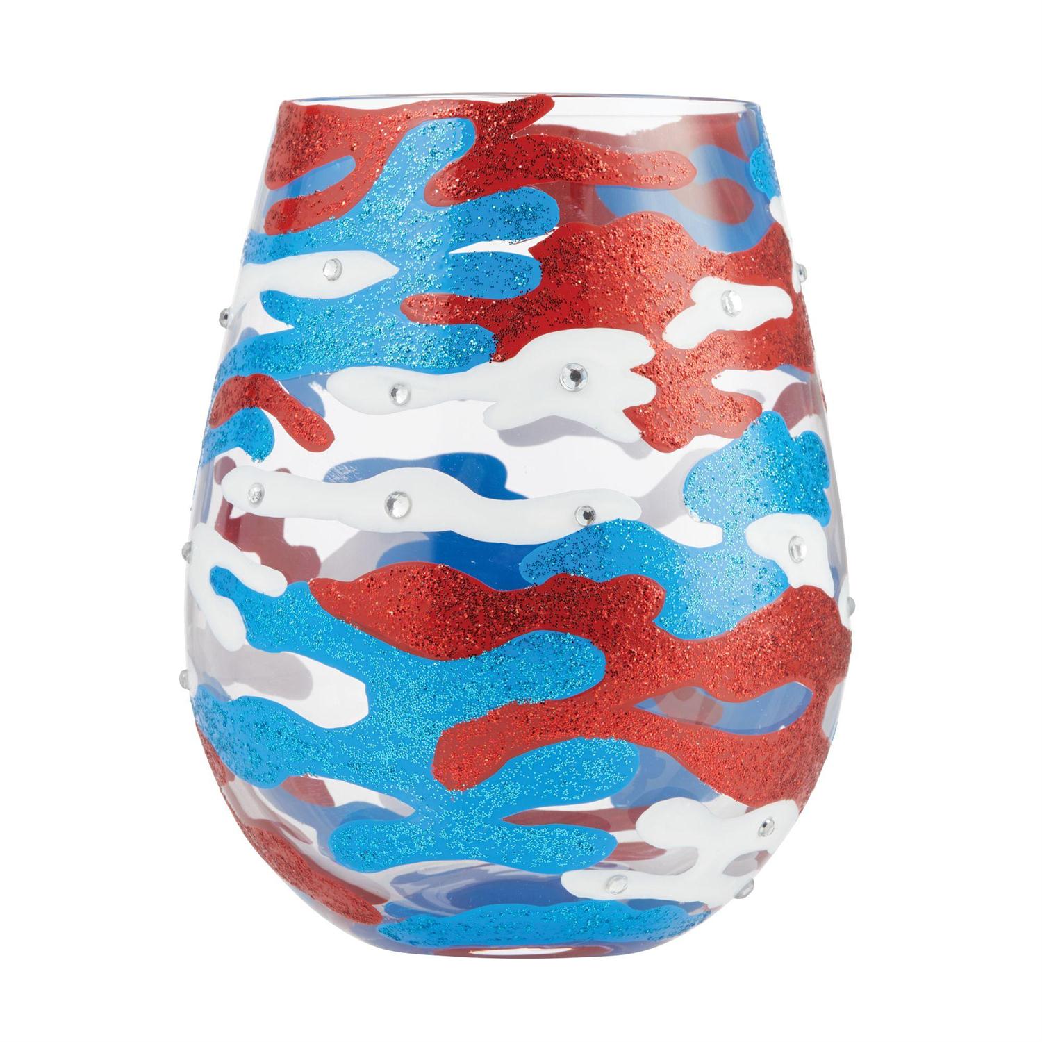 Patriotic Camo Lolita Stemless Wine Glass Enesco