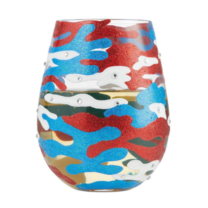 Patriotic Camo Lolita Stemless Wine Glass Enesco