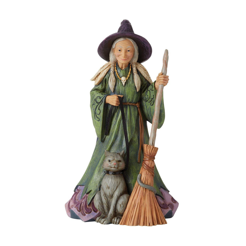 Jim Shore "Fear is Near" Witch with Cat and Broom