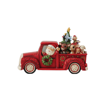 Jim Shore Rudolph in Red Pickup Truck