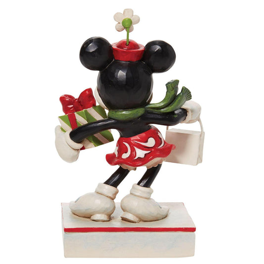Jim Shore Disney Minnie Mouse Black and White with Gifts Holiday Glamour