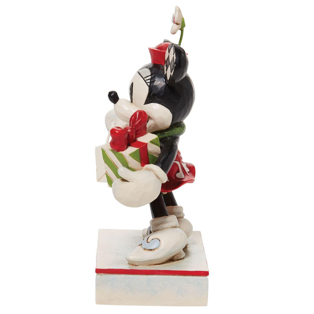 Jim Shore Disney Minnie Mouse Black and White with Gifts Holiday Glamour
