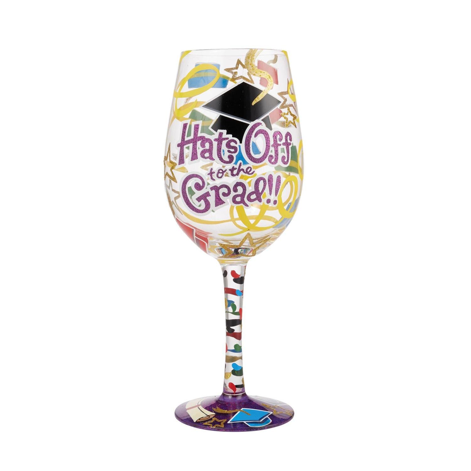 Hat's Off to the Grad Lolita Wine Glass