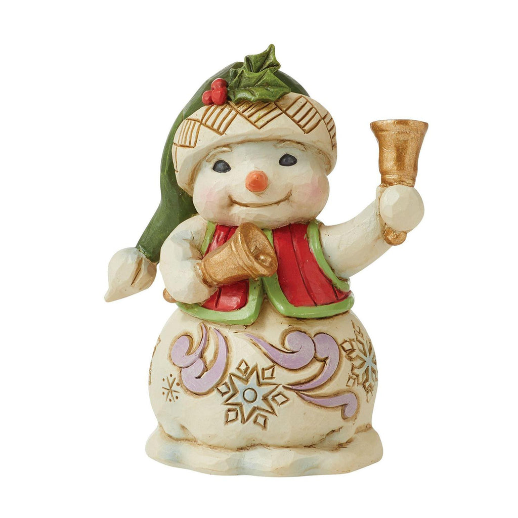 Jim Shore Mini Snowman with Bells Figurine