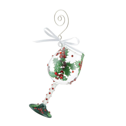 Holly Jolly Lolita Mini Wine Glass Ornament