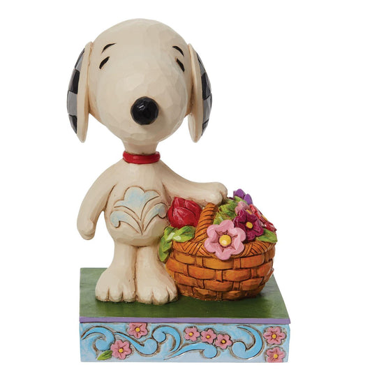 Jim Shore Peanuts Snoopy Happiness is a Basket of Blooms