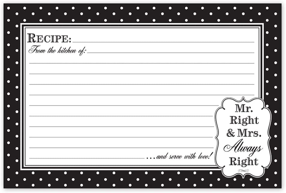 Mr. Right and Mrs. Always Right Recipe Cards