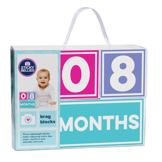 Sticky Bellies Brag Blocks- Baby Age Milestone Blocks for Photos