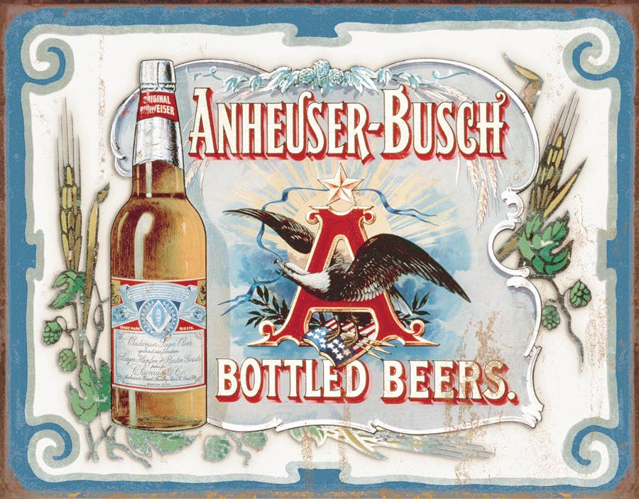 Anheuser Busch Bottled Beers Tin Sign