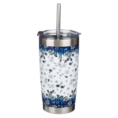 Be Still & Know Blue Floral Tumbler