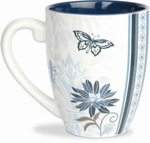 Large Flower Print Blessing Coffee Mug, 20 oz