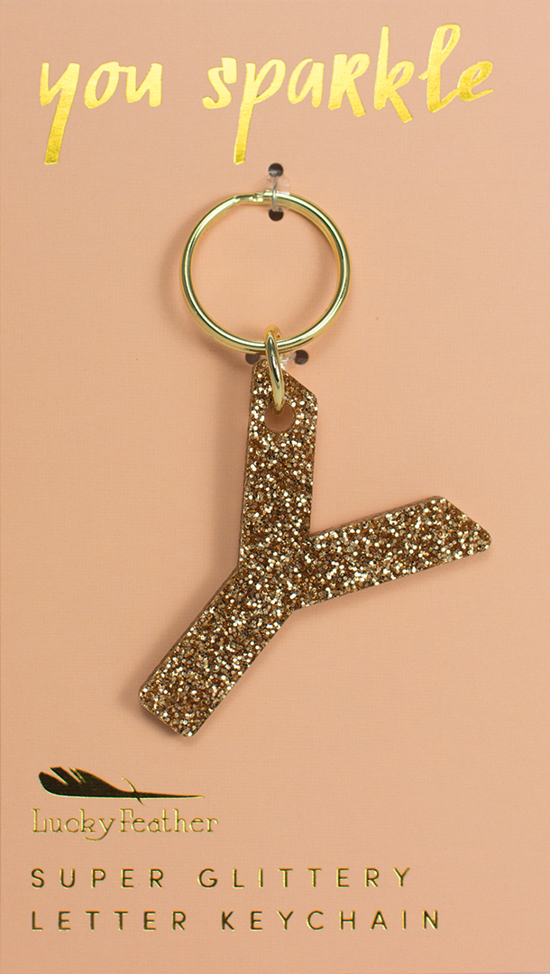 Y Glitter Keychain