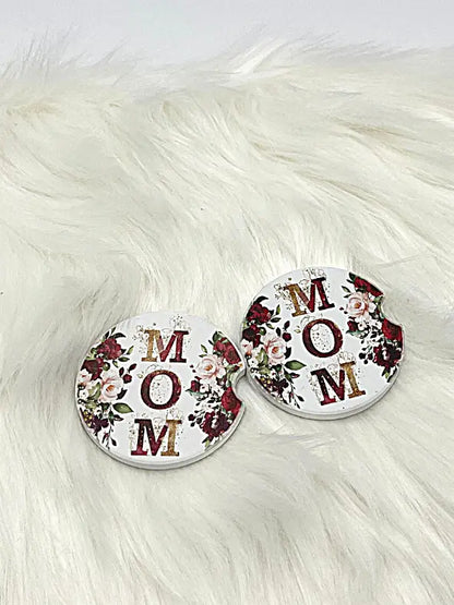 Mom Roses Drink Tumbler & Set of Sandstone Car Coasters