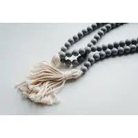 Eco-friendly Gray Wood Bead Garland with Tassels