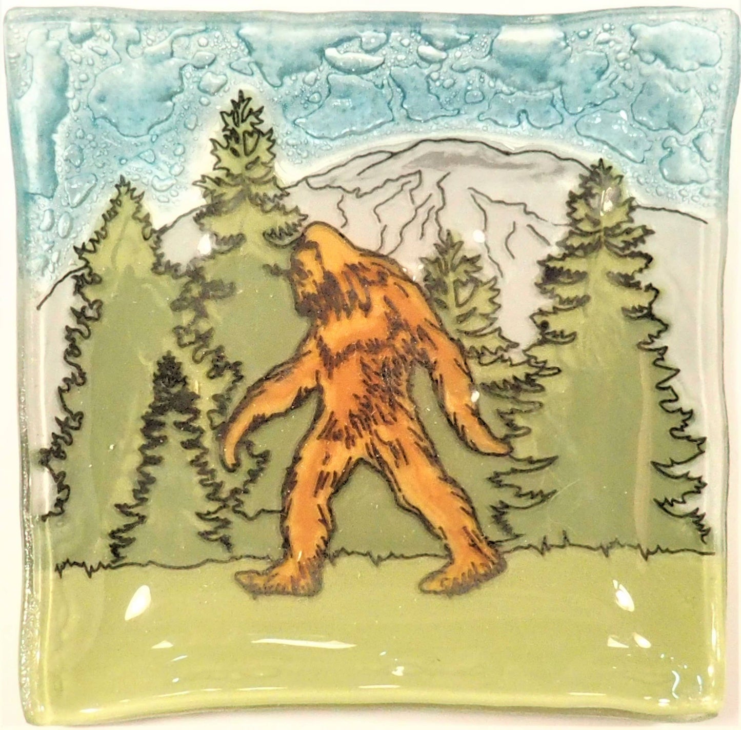 Sasquatch/Bigfoot Glass Dish