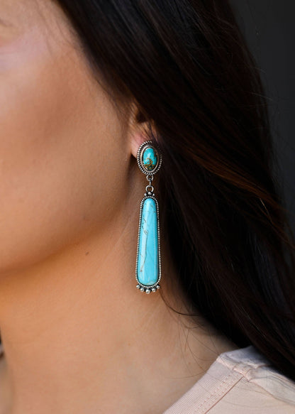 Round Turquoise Post Earrings