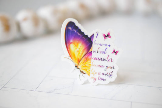 School Counselor Butterfly Clear Sticker