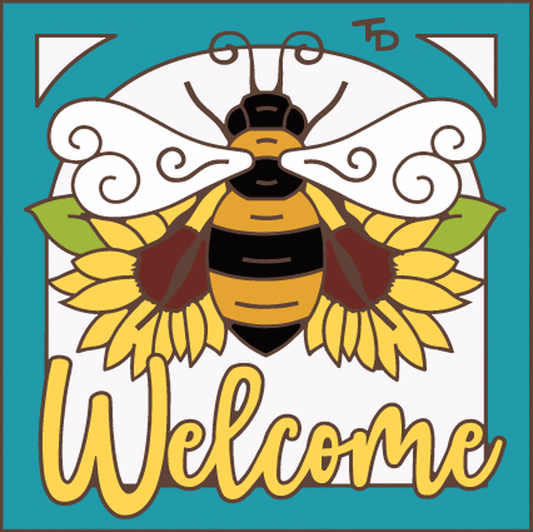 Bee Welcome Turquoise Tile