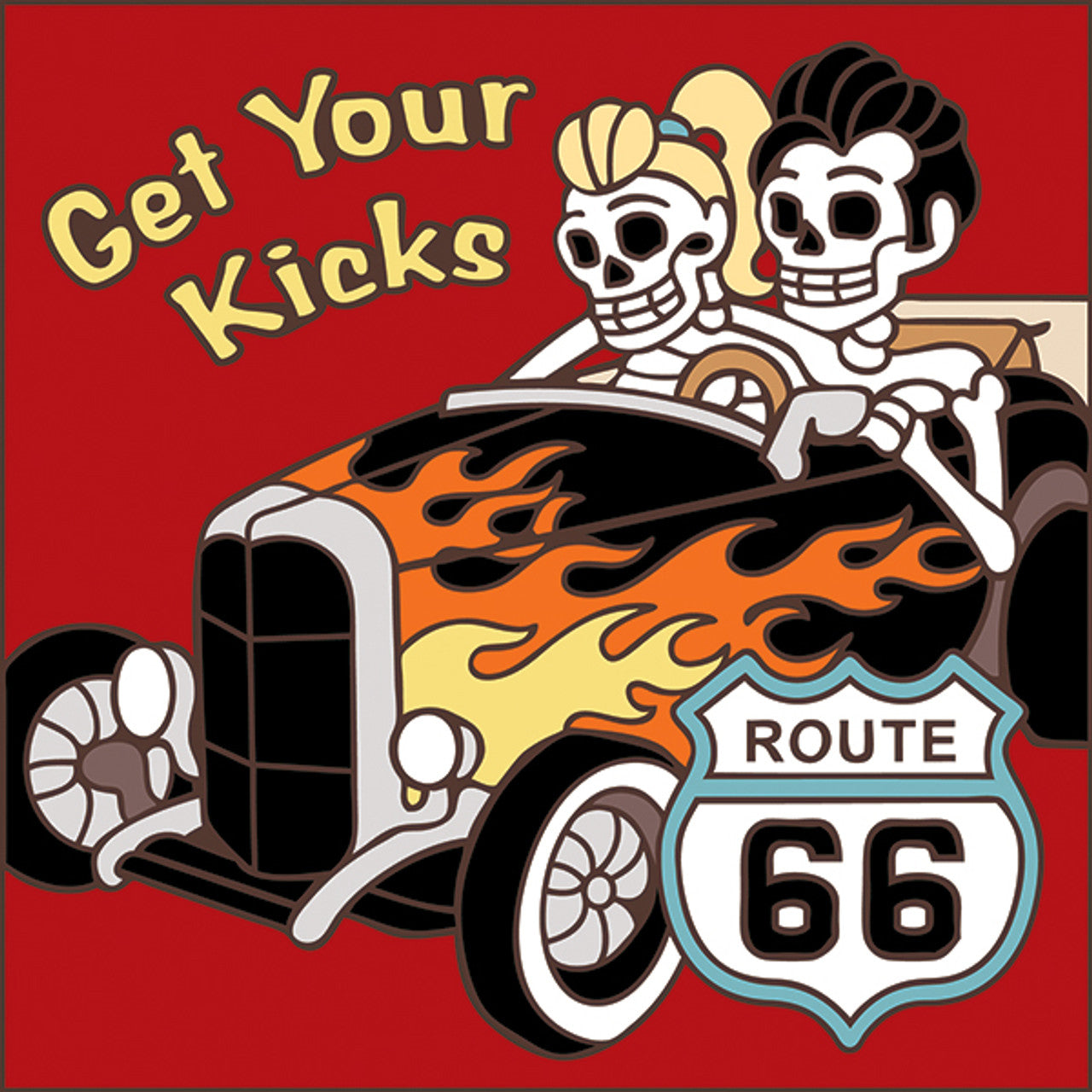 Day of the Dead Get Your Kicks on Route 66 Tile