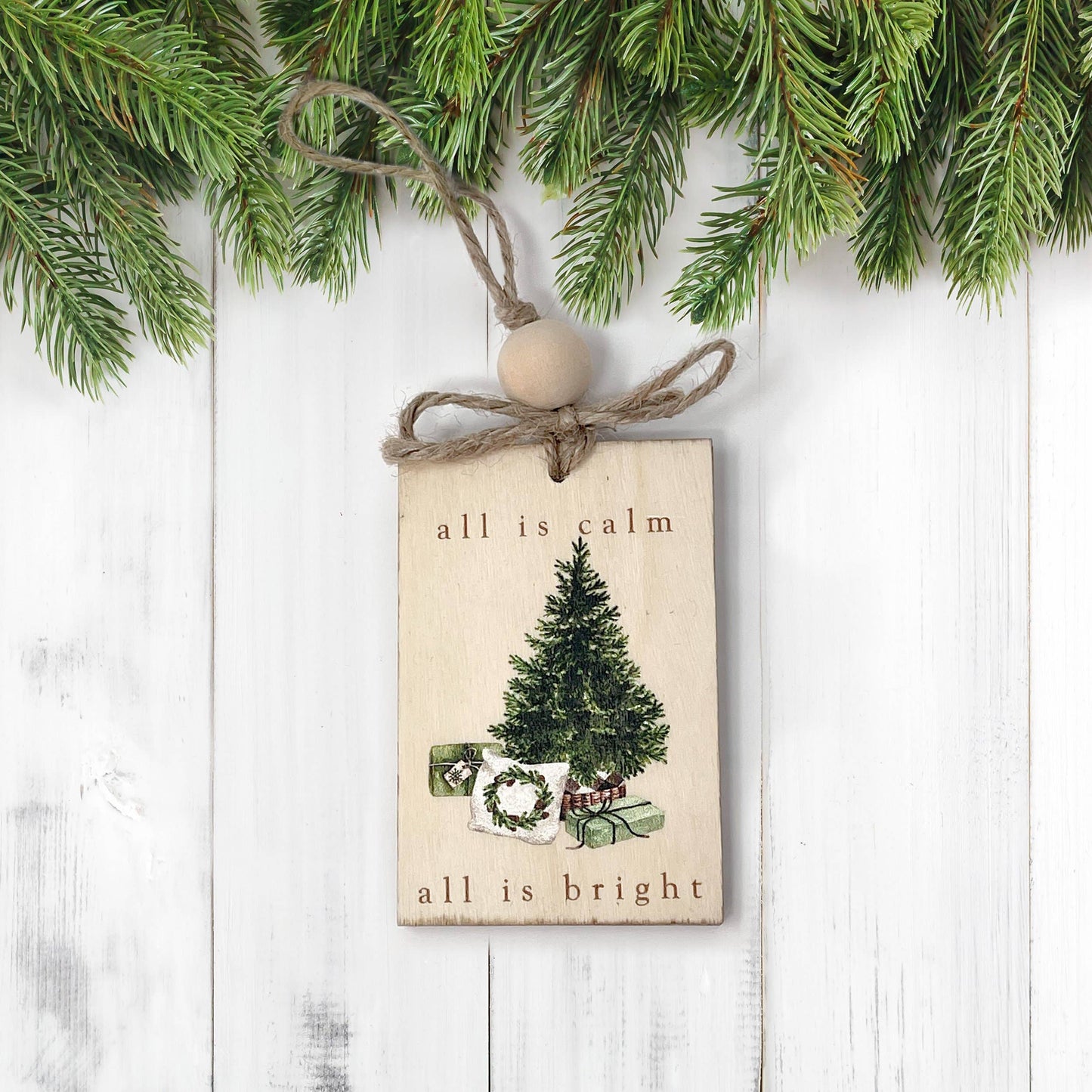 Zoey's Attic Wholesale - Rustic Christmas Tree Wood Ornament With Twine And Beads Simple Rustic Ornaments