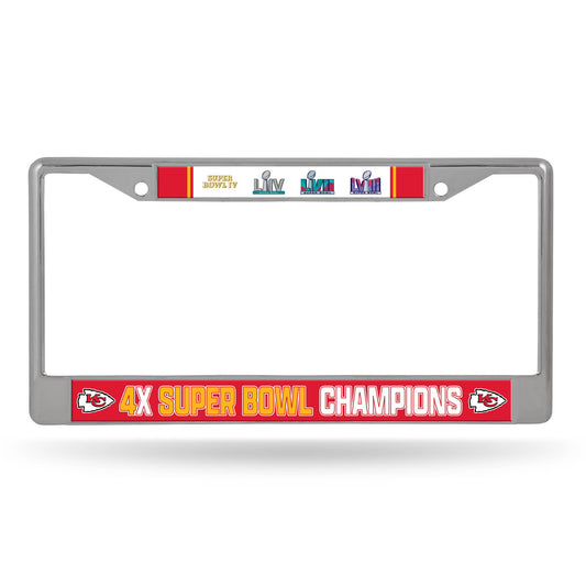 Kansas City Chiefs 4X Super Bowl Champs Chrome Frame