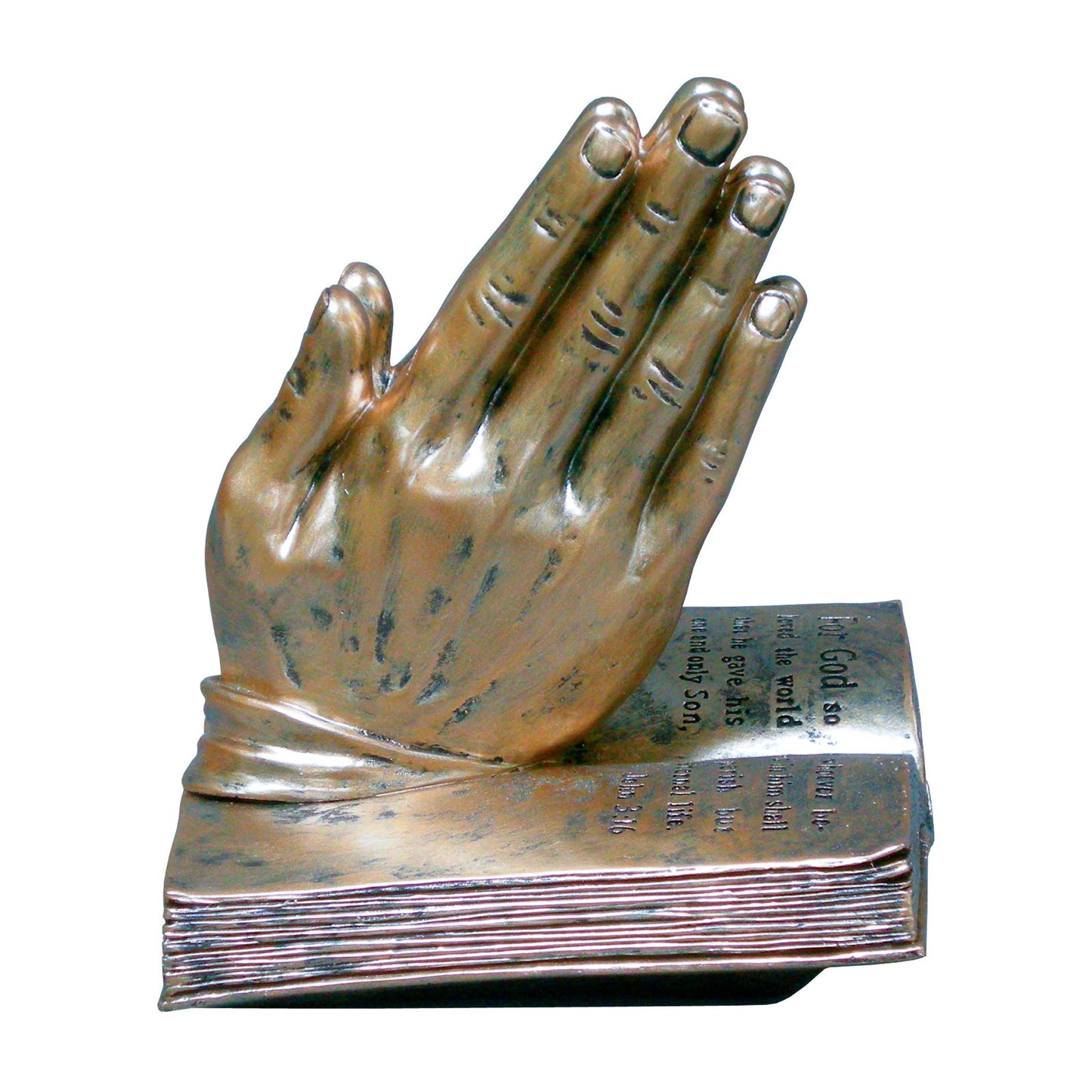 Positive Image Gifts - 27402: Praying Hands in Bronze with Bible