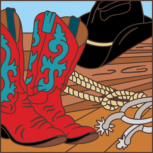 6x6 Tile Cowboy Boots and Hat