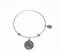 Life Begins at 50 Silver Expandable Bangle Charm Bracelet